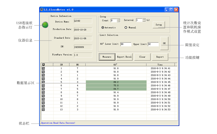 光澤度計(jì)的軟件界面 光澤度計(jì)的軟件界面